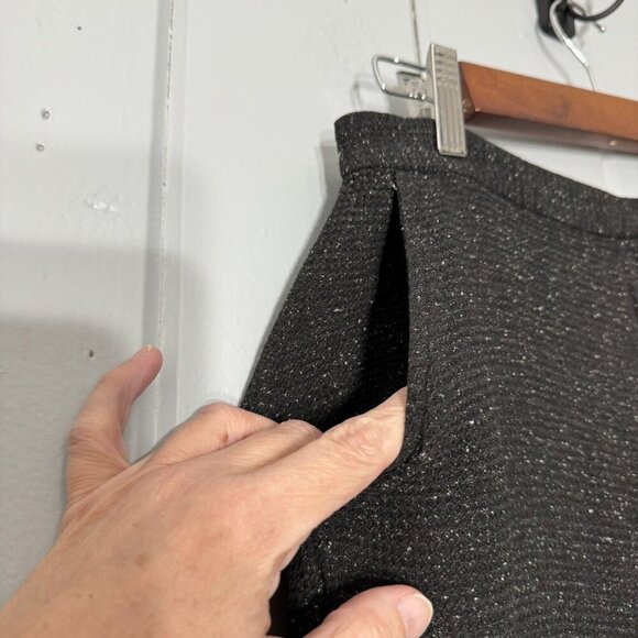 Eileen Fisher Pants Waffle Knit Wide Leg Viscose Silk Med M Black White Speckle - Picture 5 of 11